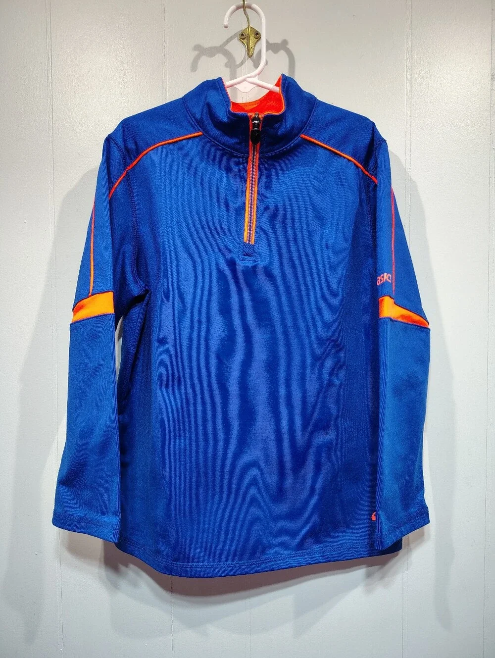 ASICS Quarter Zip Jacket Size 8 Royal Blue Orange Activewear